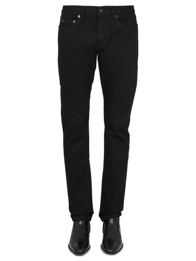 Shop Saint Laurent Jeans Slim Fit In Black