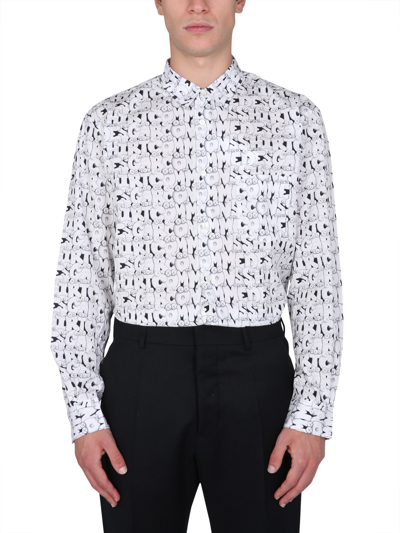 Comme Des Garçons Shirt Logo Graphic-print Cotton Shirt In White