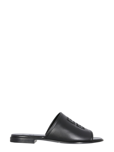 Givenchy 4g Leather Flat Slides In Black