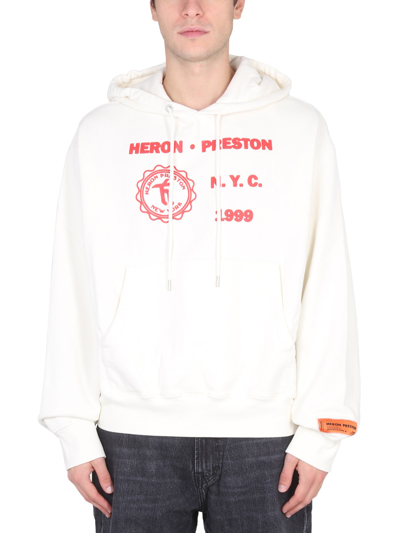 Shop Heron Preston Cotton Hoodie In White