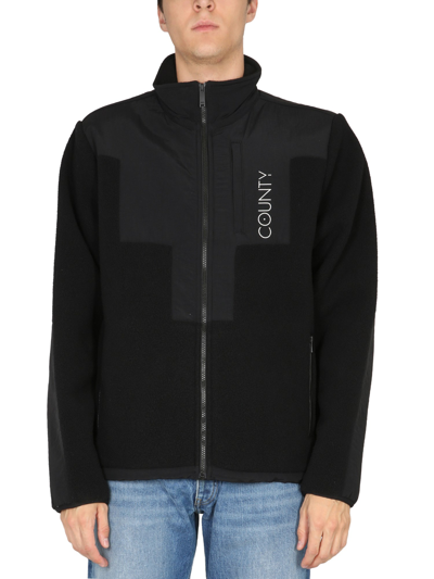 Marcelo Burlon County Of Milan Logo Embroidered Zip-up Jacket In Black