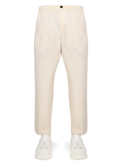 Jil Sander Wide-leg Cotton Pants In Beige