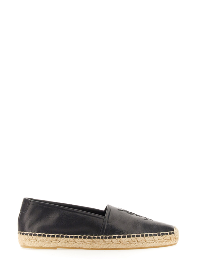 Saint Laurent Logo Espadrilles In Black In Black