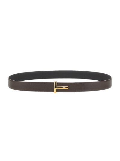 Shop Tom Ford Reversible Belt In Brown