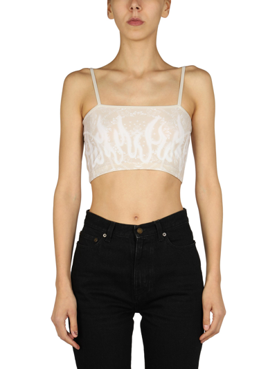 Vision Of Super Pailsey Pattern Crop Top In Beige