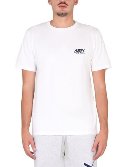 Shop Autry Crewneck T-shirt With Logo In White