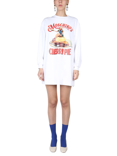 Shop Moschino "cherry Pie" Dress In White