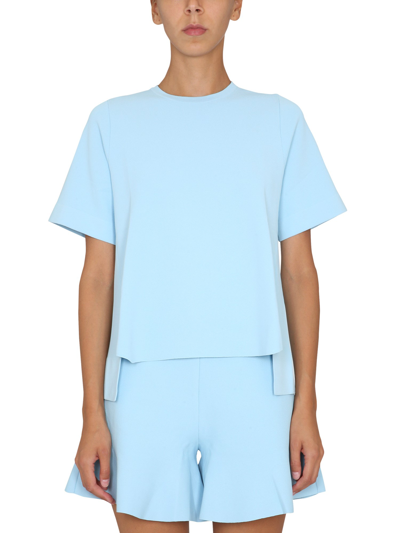 Shop Stella Mccartney T-shirt With Asymmetrical Hemline In Azure