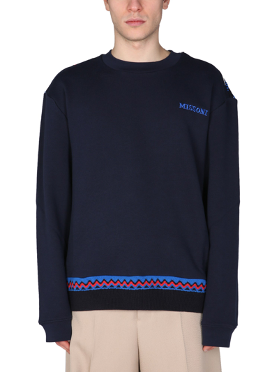 Missoni Crew Neck Sweatshirt In Blue