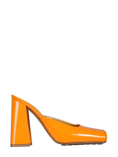 Shop Bottega Veneta Patent Leather Sabot In Orange