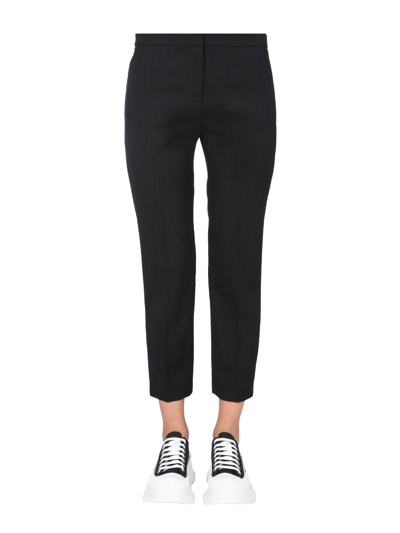 Shop Alexander Mcqueen Cropped Straight Trousers In Black