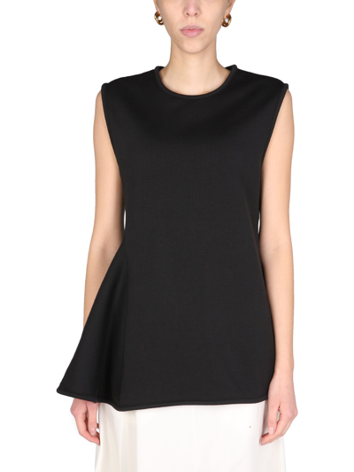 Shop Jil Sander Round Neck Top In Black