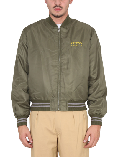 Shop Kenzo Bomber Jacket With Logo In Brown