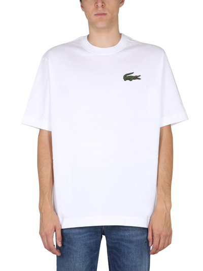 Shop Lacoste Crewneck T-shirt In White