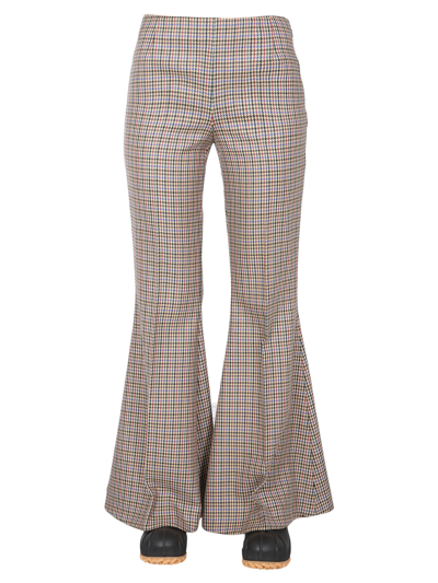 Stella Mccartney Houndstooth-pattern Flared Trousers In Beige