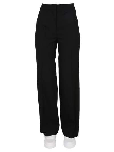 Stella Mccartney Wide-legged Tailored Pants With Zipper And Hook Closure In Black