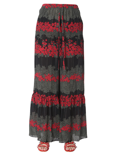 Shop Red Valentino Dreaming Peony Print Trousers In Black