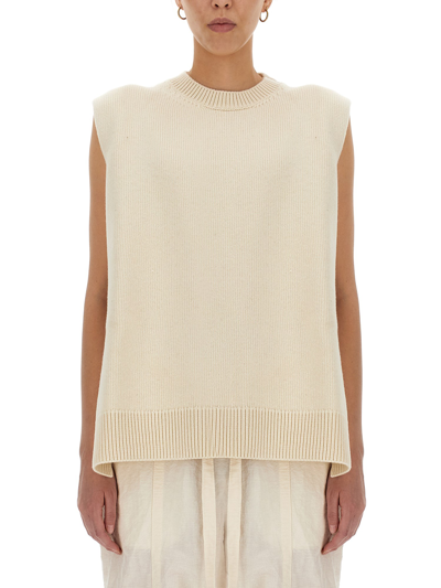 Jil Sander Relaxed Fit Crew-neck Wool Vest In White