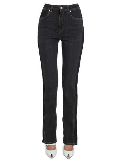 Alexander Mcqueen Women's Jeans Wide Leg In Black