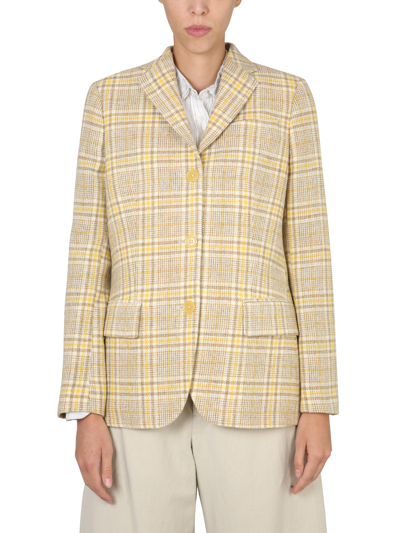 Aspesi Tailored Jacket Checked Pattern In Multi