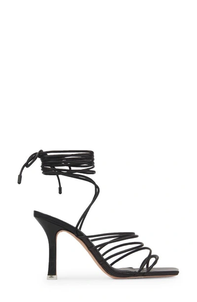 Shop Black Suede Studio Luisa Ankle Tie Sandal In Black Leather