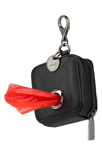 Shop Christian Louboutin Leather Dog Poop Bag Holder In Black/ Loubi