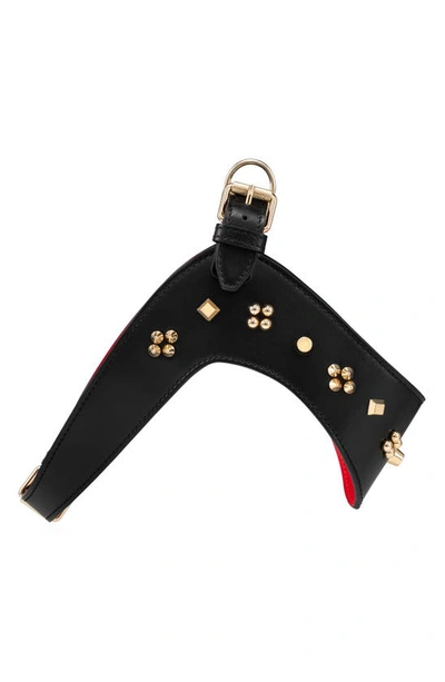 Shop Christian Louboutin Medium Cara Loubiharness Spike Pet Harness In Black/ Gold