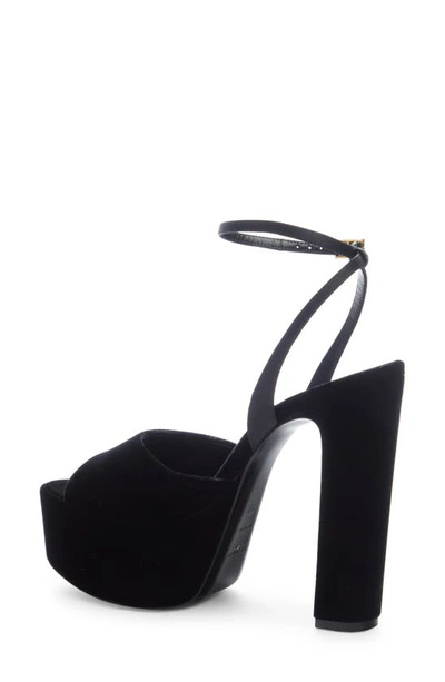 Shop Saint Laurent Jodie Platform Ankle Strap Sandal In Nero/ Nero