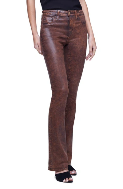 Shop L Agence Selma High Waist Baby Boot Jeans In Cocoa Mineral Coated