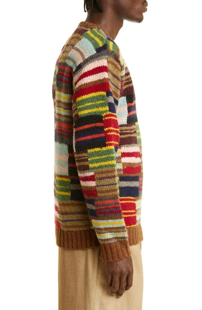 Shop Beams Wool Crewneck Sweater In 90 Stripe