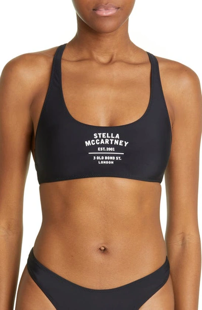 Shop Stella Mccartney Old Bond Logo Bikini Top In Black