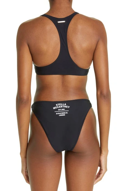 Shop Stella Mccartney Swim Old Bond Logo Bikini Top In Black