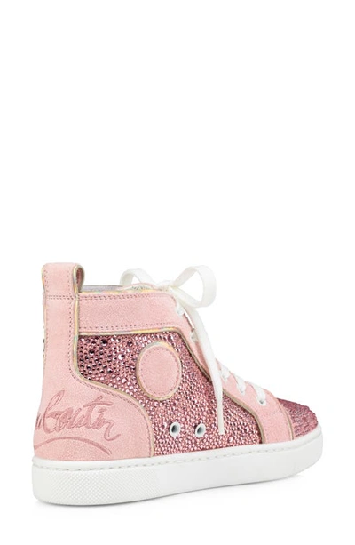 Shop Christian Louboutin Funnytopi Crystal Embellished High Top Sneaker In Rosy/ Crystal