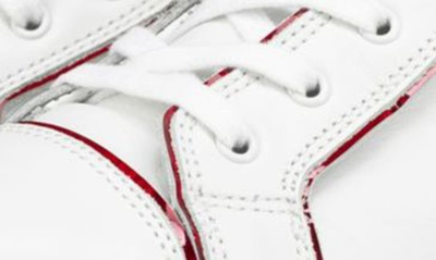 Shop Christian Louboutin Kids' Funnyto High Top Calfskin & Patent Leather Sneaker In Bianco/ Loubi