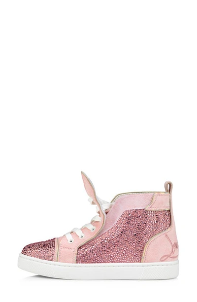 Shop Christian Louboutin Funnytopi Crystal Embellished High Top Sneaker In Rosy/ Crystal