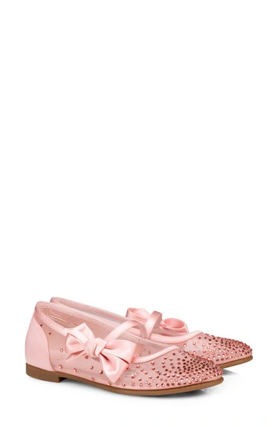 Shop Christian Louboutin Kids' Melodie Crystal Embellished Ballet Flat In Version Rosy/ Lin Poupee