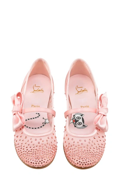 Shop Christian Louboutin Kids' Melodie Crystal Embellished Ballet Flat In Version Rosy/ Lin Poupee