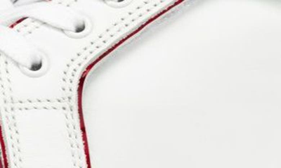 Shop Christian Louboutin Kids' Funnyto Calfskin & Patent Leather Sneaker In Bianco/ Loubi