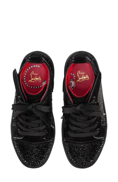 Shop Christian Louboutin Funnytopi Crystal Embellished High Top Sneaker In Black/ Jet
