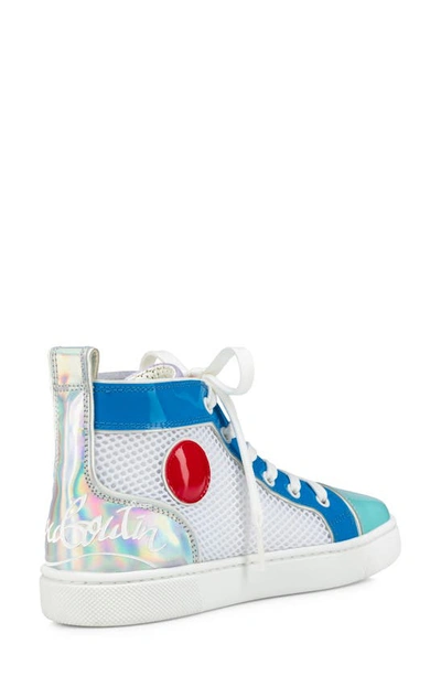 Shop Christian Louboutin Kids' Funnytopi Mixed Media High Top Sneaker In Version Multi
