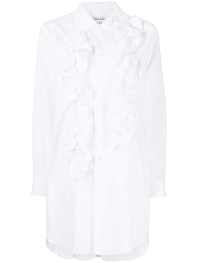 Shop Comme Des Garçons Comme Des Garçons Comme Des Garcons Comme Des Garcons Women Flower Pleated Long Shirt In White