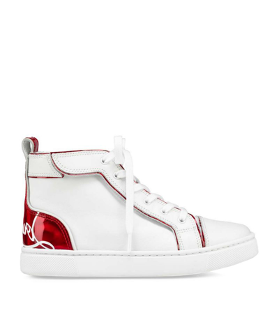 Christian Funnytopi Leather High-top Trainers White Red | ModeSens