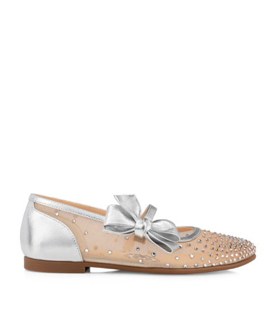 Christian Louboutin Kids' Melodie Strass Ballet Shoes In Silver | ModeSens