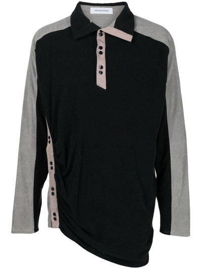 Kiko Kostadinov Halisha Long-sleeve Polo Shirt In Ebony Black