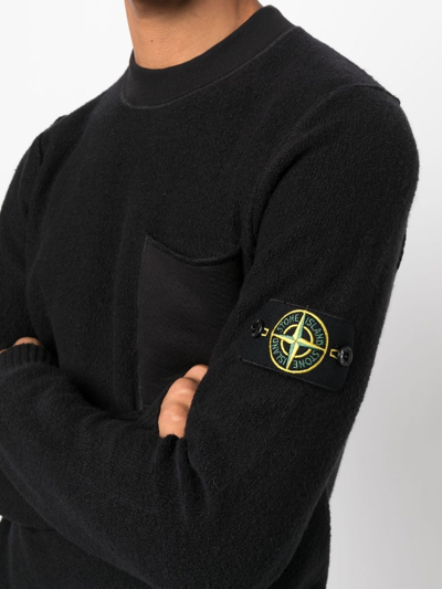 Shop Stone Island Men Logo Patch Sweater In V0029 Black