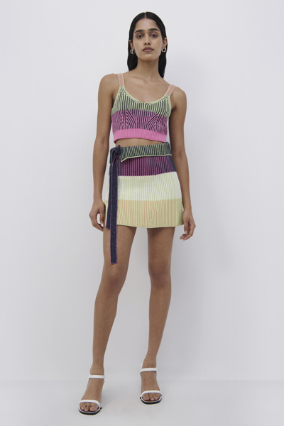 Shop Jonathan Simkhai Ivana Cotton Cashmere Mini Skirt In Lime Multi