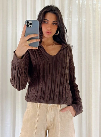 Shop Princess Polly Symons Sweater In Brown