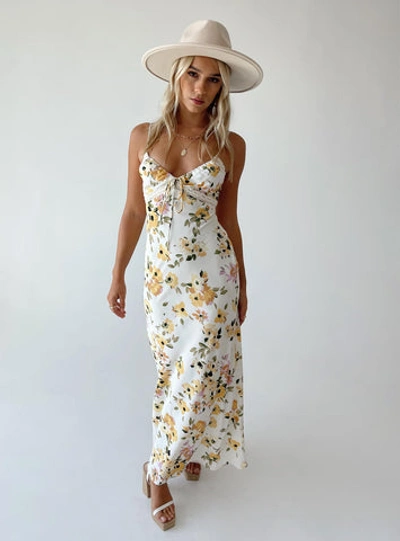 Shop Princess Polly Emily Maxi Dress White / Yellow In Floral