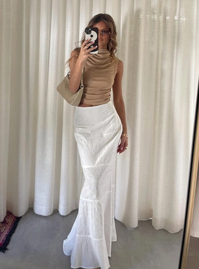 Shop Princess Polly Raven Mid Rise Maxi Skirt In White