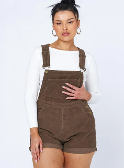 Shop Princess Polly Kacey Overalls In Brown